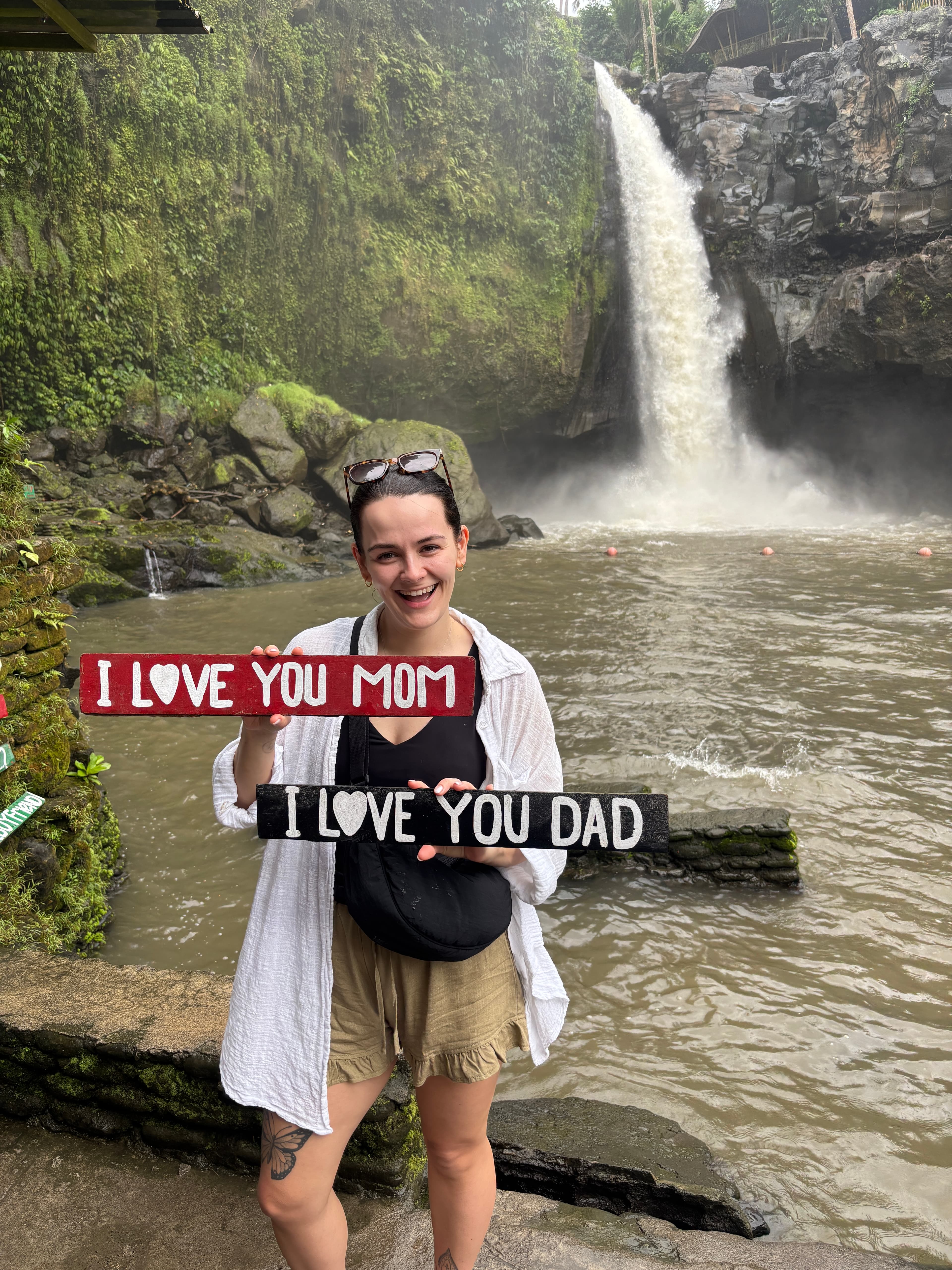 Tamara at a waterfall in the jungle